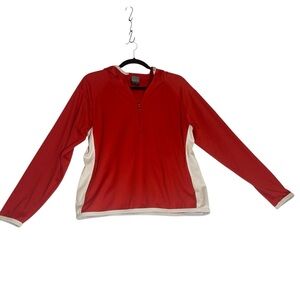 Nike Women’s Red‎ and White Long Sleeve 1/4 Zip Hoodie S *C0293